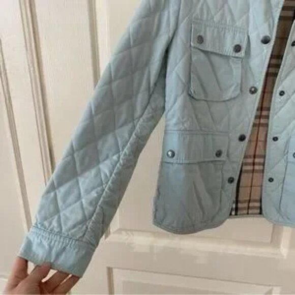Burberry Made in England Mint Green Quilted Nova Check Lining Utility Jacket S - Picture 3 of 11